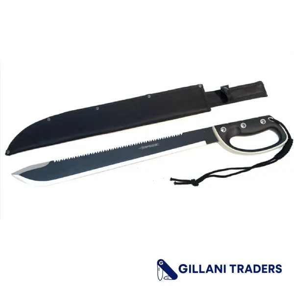 25" Black Machete Sword Hard Plastic Handle with Black Sheath