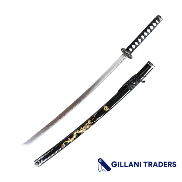 39.35" Black & Gold Dragon Katana Sword – Carbon Steel Blade