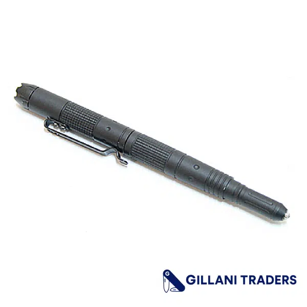 6" Defender Xtreme Black Aluminum Pen with Built in Light Tactical Pen