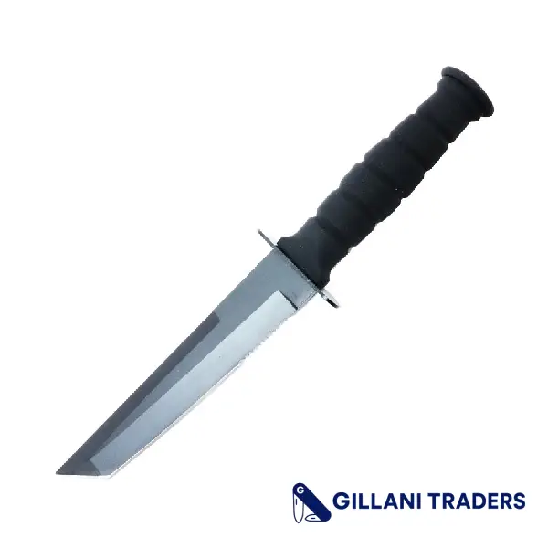 7.5" Survival Knife with Chain Holder & Sheath Black Color