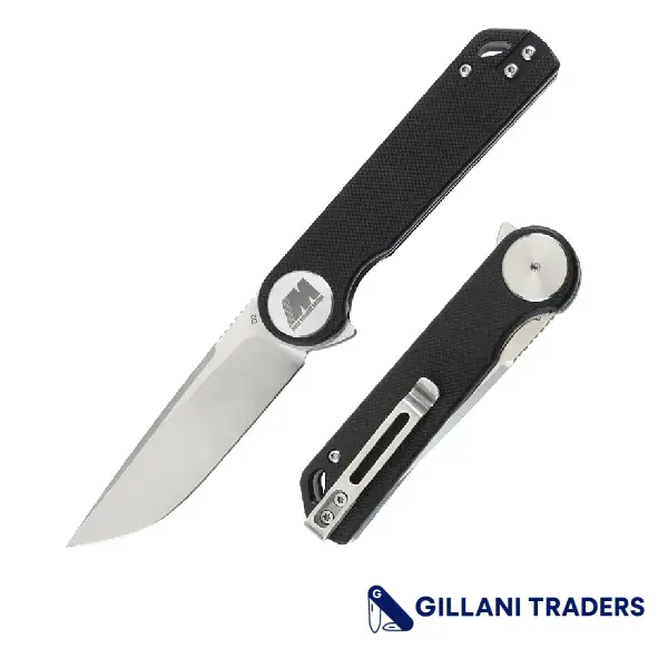 8" Stain Finish D2 Blade Black G10 Handle Ball Bearing Folding Knife With Box