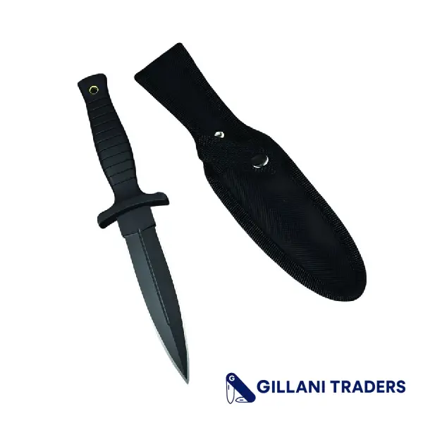 9" DISPATCH Double Edge Black Outdoor Fixed Blade Hunting Knife