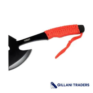 9" Full Tang Hunting Axe Stainless Steel Blade Red Nylon Handle with Sheath