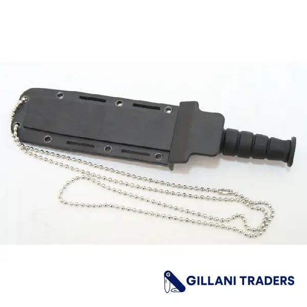 Black 6" Mini Survival Knife with Chain Holder & Sheath