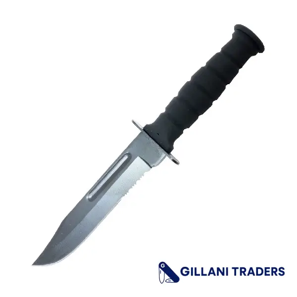 Black 7.5" Survival Knife with Chain Holder & Sheath