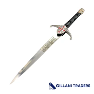 Defender 14.5" Crusader Dagger Silver Knight Cross Stainless Steel Collectible