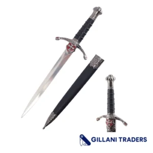 Defender 14.5" Medieval Roman Dagger Red Cross Handle With Scabbard
