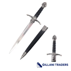 Defender 14.5" Medieval Roman Dagger Snake Pattern Handle With Scabbard