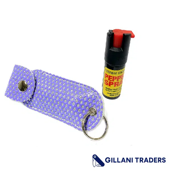 Defender Cheetah Pepper Spray 1/2 Oz for Self Defense With Purple Case Key Chain