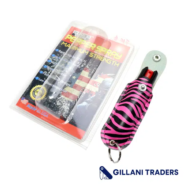 Defender-Xtreme 1/2 Oz Pepper Spray With Pink Zebra Sheath & Key Chain
