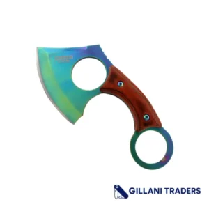 Defender-Xtreme 6.5" Rainbow Hunting Mini Axe 3CR13 Stainless Steel Wood Handle
