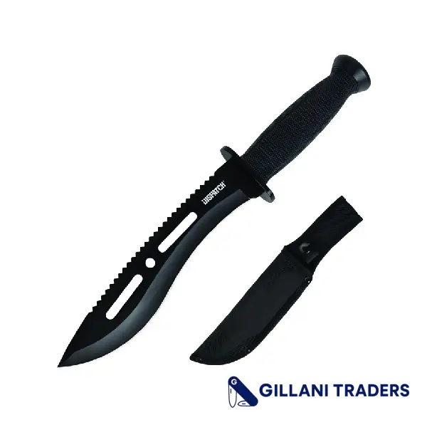 Dispatch 12" Black Hunting Knife Stainless Steel with Plastic Handle & Sheath