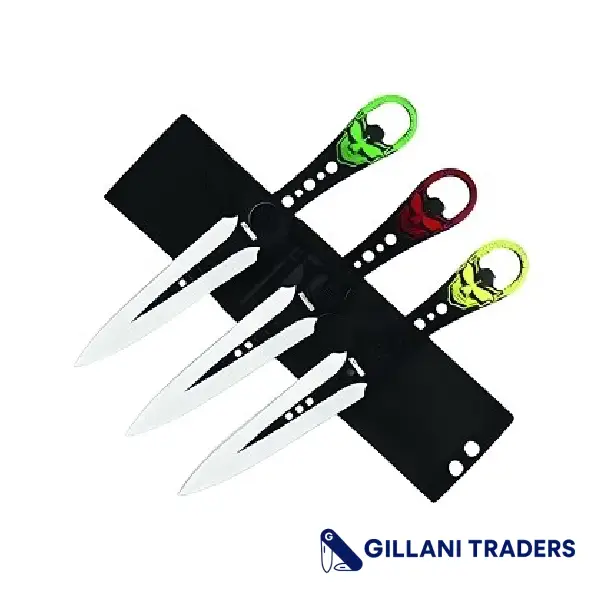 Dispatch 8" 3-Piece Green Throwing Knife Set with Nylon Sheath