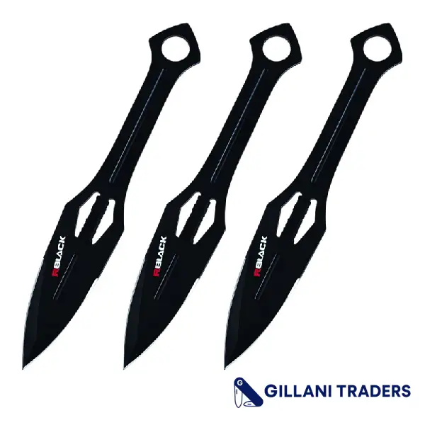 Dispatch 8" Black 3-Piece Combat Throwing Knife Set – Durable & Tactical