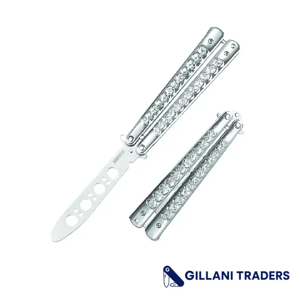 Dispatch Silver 5.4" Skull Pattern Balisong for Training