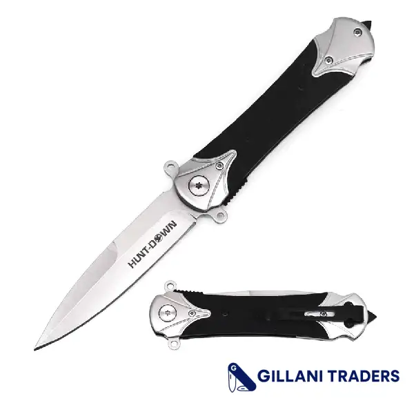 HUNT-DOWN 4.75" Molybdenum-Titanium Bearing Folding Knife with Black Micarta Handle