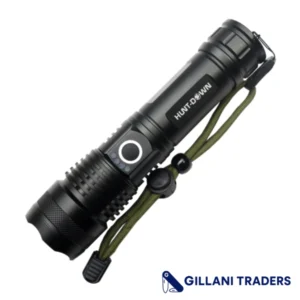 Hunt-Down 1000 Lumens Top Bright Focus High Powered Self-Defence Black Flashlight