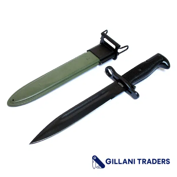 Hunt-Down 12" Black M1 1943 OL US Rifle Bayonet with Green Sheath