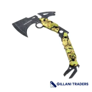 Hunt-Down 13" Hunting Survival Axe With Sheath - Green Camo Color Handle