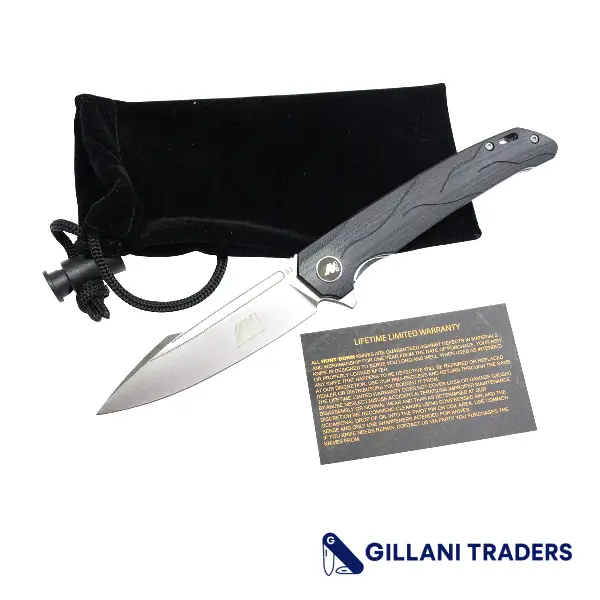 Hunt Down 8" Black/Red G10 Handle Ball Bearing Folding Knife - D2 Steel - With Box