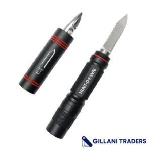 Hunt-Down High Powered 3 Pc 120 Lumens Tactical Black Flashlight With Mini Knife
