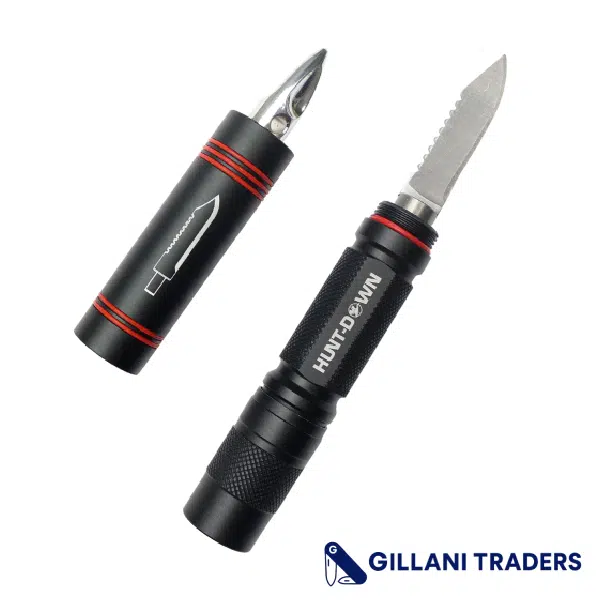 Hunt-Down High Powered 3 Pc 120 Lumens Tactical Black Flashlight With Mini Knife