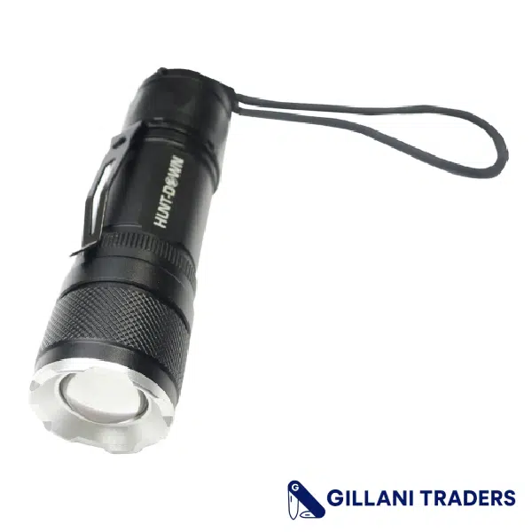 Hunt-Down High Powered Super Beam Mini Tactical Zoom Black Flashlight 1100 Lumens