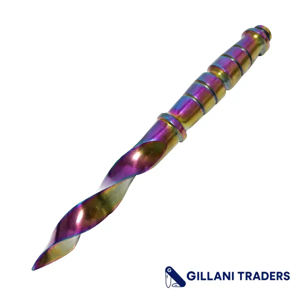 The Bone Edge 10" Tri Edge Kris Blade Dagger Rainbow Twister Hunting Knife