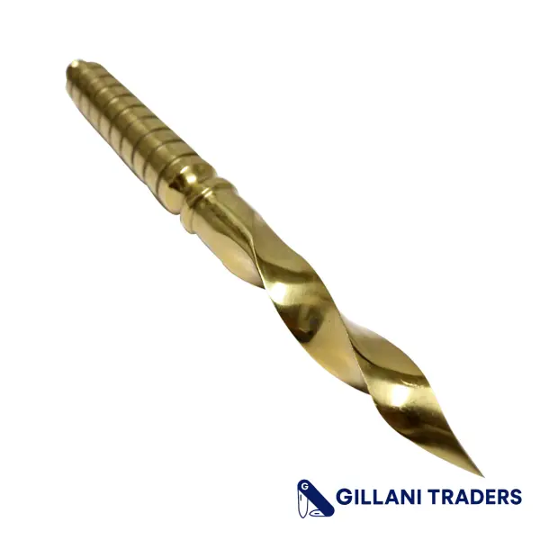 The Bone Edge 10" Tri Edge Kris Blade Twister Dagger Gold Color Hunting Knife