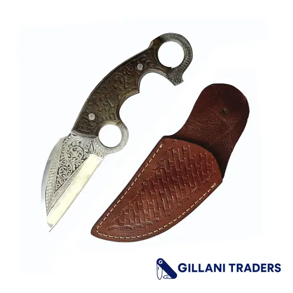 The Bone Edge 9.5" Custom Hand Made Engraved Blade & Handle Hunting knife With Sheath