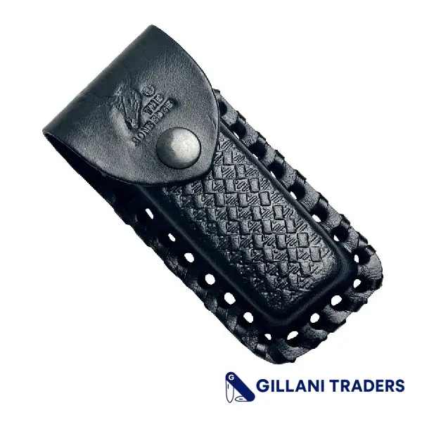 The Bone Edge Black 4" Leather Sheath For Folding Blade Pocket Knife Belt Loop