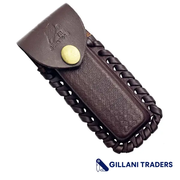 The Bone Edge Brown 5" Leather Sheath For Folding Blade Pocket Knife Belt Loop