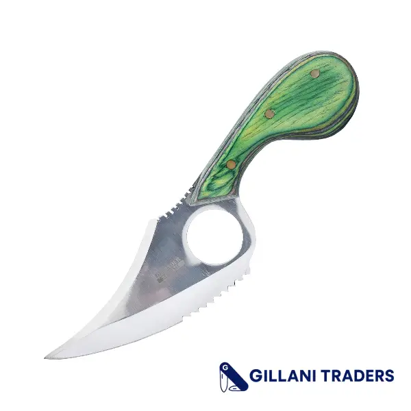 7" Skinner Knife Green Color wooden Handle With Sheath Hand Made