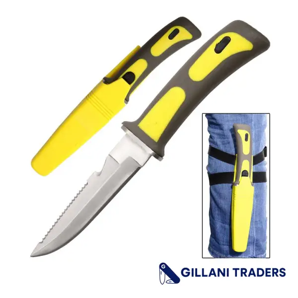 9" Heavy Duty Yellow Sawtail Drop Point Diving Swimming Scuba Knife