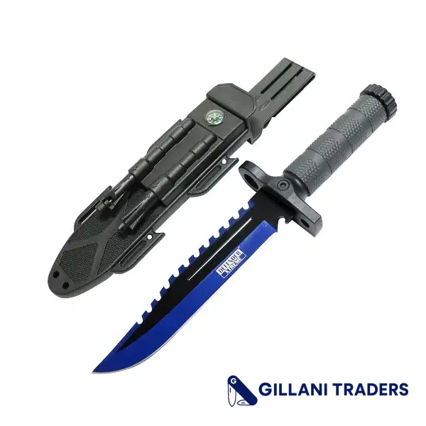 Defender-Xtreme 13" Survival Knife w/ Sheath Fire Starter Whistle Blade Sharpener