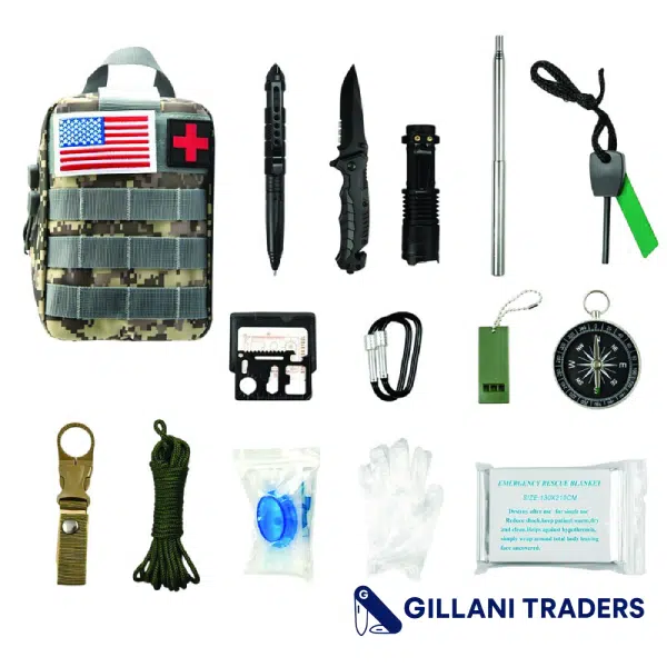 Dispatch 34-Piece Survival Gear Set with First Aid & Fishing Kit