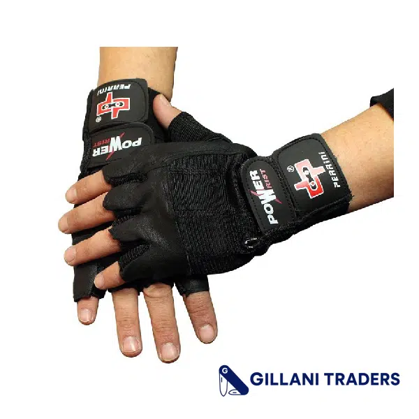 Fingerless Black Weight Lifting Leather Workout Gloves