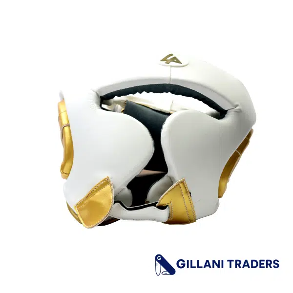Last Punch White & Gold Heavy Duty Cheek Protection Training Boxing Headgear