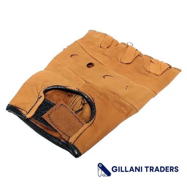 Light Brown Leather Finger Less Gloves
