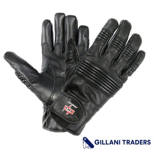 Perrini Black Cow Hide Leather Winter Gloves Heavy Duty Playboy Fabric Lining