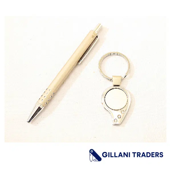 Shelter Silver Key Chain And Pen