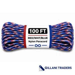 The Bone Edge - RED/WHITE/BLUE 100 ft Premium 550 Paracord