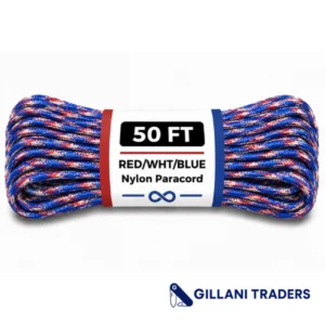 The Bone Edge - RED/WHITE/BLUE 50 ft Premium 550 Paracord